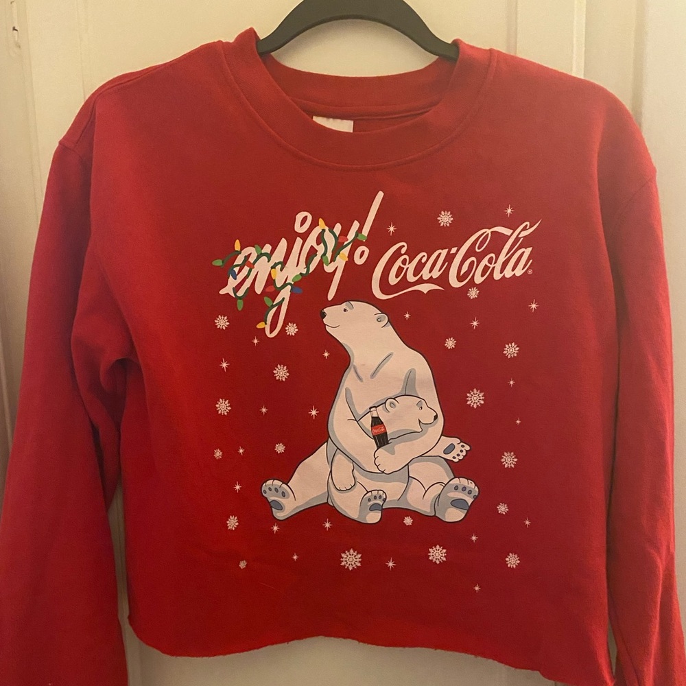 Crop Coca-Cola Christmas bears sweater